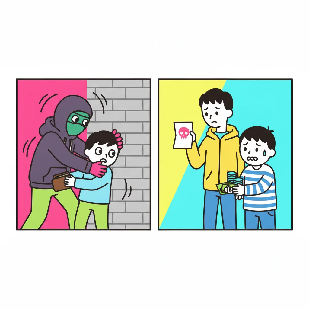 強盗と恐喝の違いをわかりやすく解説！子どもを守る法教育の視点